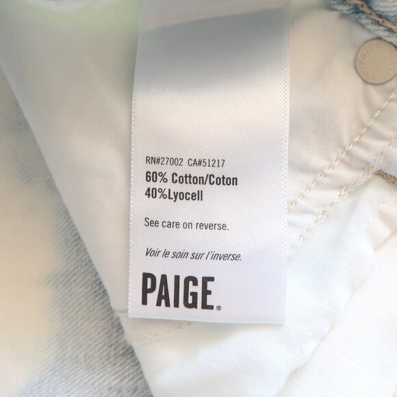 PAIGE Jamine High Waist Raw / Frayed Hem White & Blue Denim Mini Skirt Size 27 - Picture 8 of 15